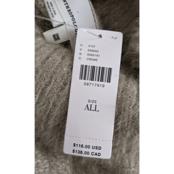 🆕 Anthropologie Ruffled Turtleneck Poncho in Beige - Picture 6 of 8